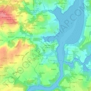 Polhoad topographic map, elevation, terrain