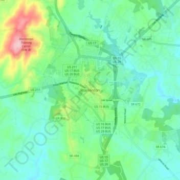 Warrenton topographic map, elevation, terrain