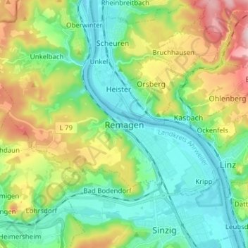 Remagen topographic map, elevation, terrain