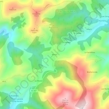 Mones topographic map, elevation, terrain
