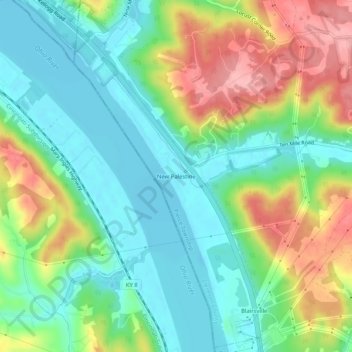 New Palestine topographic map, elevation, terrain