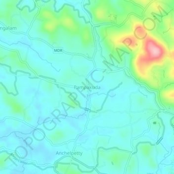 Pampakuda topographic map, elevation, terrain