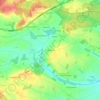 Les Épinolières topographic map, elevation, terrain