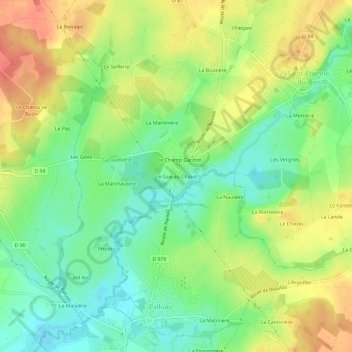Le Gué au Chaud topographic map, elevation, terrain
