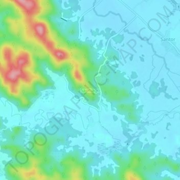 Santiago topographic map, elevation, terrain