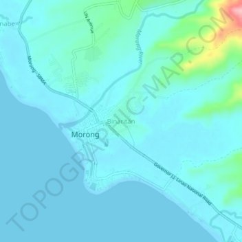 Binaritan topographic map, elevation, terrain