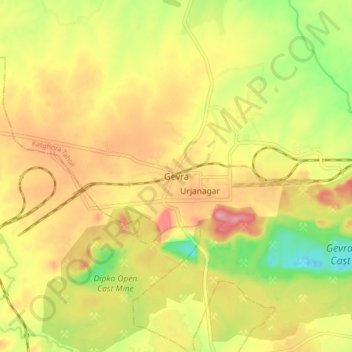 Gevra topographic map, elevation, terrain