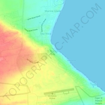 St. Francis Bay topographic map, elevation, terrain
