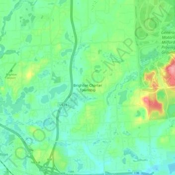 Brighton Township topographic map, elevation, terrain