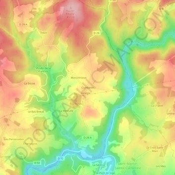 Combaret topographic map, elevation, terrain