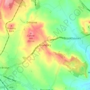 Boundary topographic map, elevation, terrain