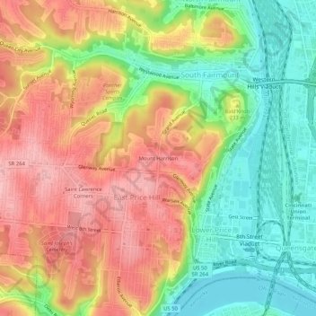 Mount Harrison topographic map, elevation, terrain