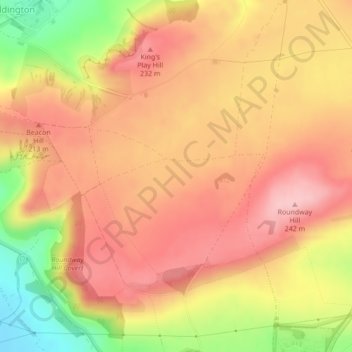 Roundway Down topographic map, elevation, terrain