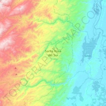 Santa Rosa del Sur topographic map, elevation, terrain