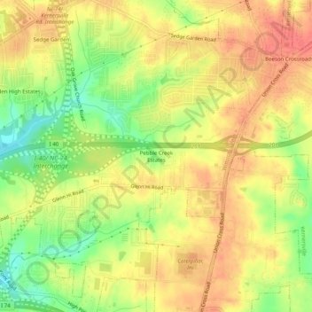 Pebble Creek Estates topographic map, elevation, terrain