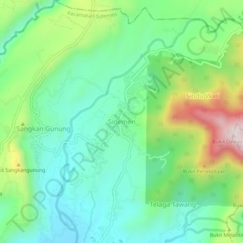 Sidemen topographic map, elevation, terrain