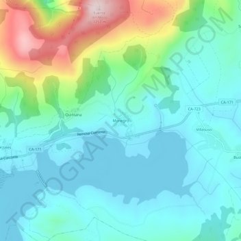 Monegro topographic map, elevation, terrain