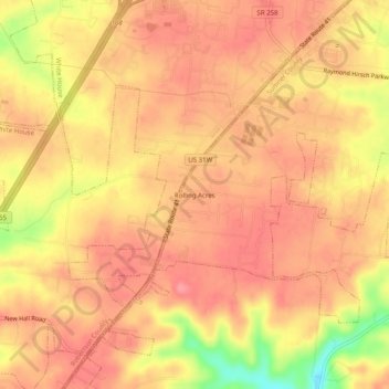 Rolling Acres topographic map, elevation, terrain