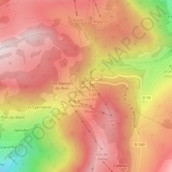 Col de la Croix Fry topographic map, elevation, terrain