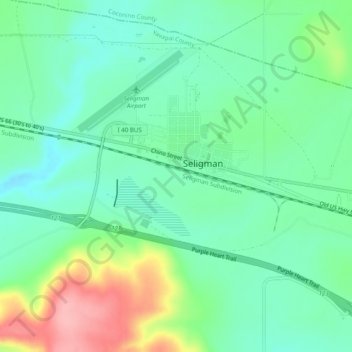 Seligman topographic map, elevation, terrain