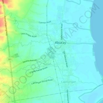 Gabon topographic map, elevation, terrain