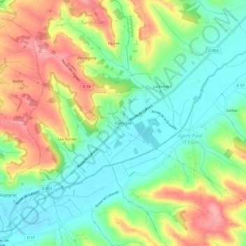 Colonges topographic map, elevation, terrain