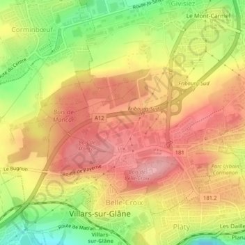 Calcaire topographic map, elevation, terrain