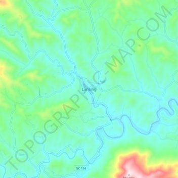 Lansing topographic map, elevation, terrain