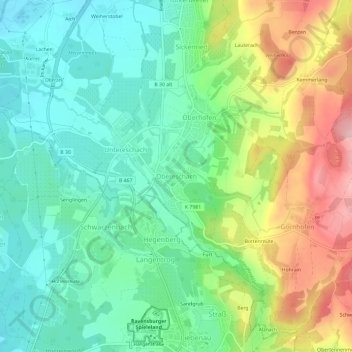 Obereschach topographic map, elevation, terrain