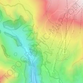 Gudauri topographic map, elevation, terrain