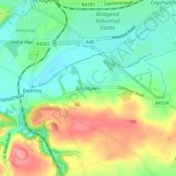 Corntown topographic map, elevation, terrain