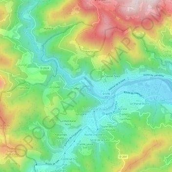 Vialon topographic map, elevation, terrain