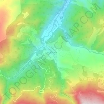 Hrabrino topographic map, elevation, terrain