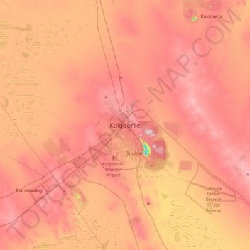 Kalgoorlie topographic map, elevation, terrain