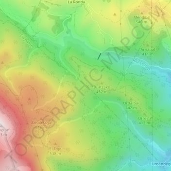 Urdaibai topographic map, elevation, terrain