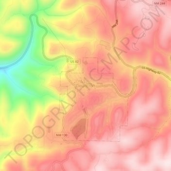 Cloudcroft topographic map, elevation, terrain