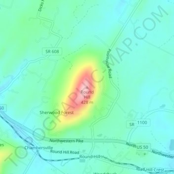 Round Hill topographic map, elevation, terrain