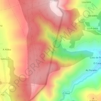 Romeor topographic map, elevation, terrain