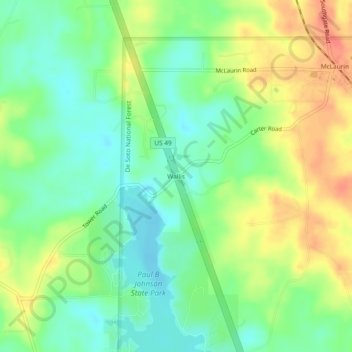 Wallis topographic map, elevation, terrain