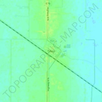 Tilley topographic map, elevation, terrain