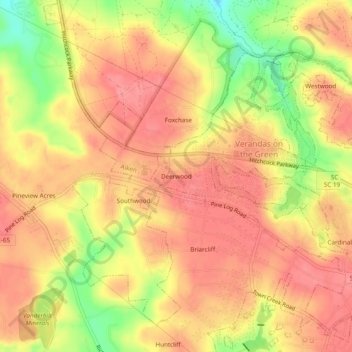 Deerwood topographic map, elevation, terrain