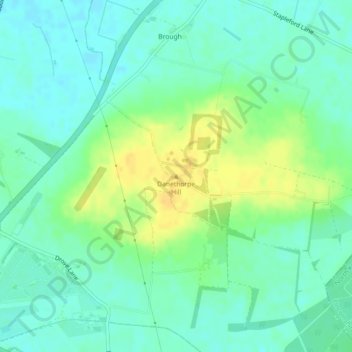 Danethorpe Hill topographic map, elevation, terrain