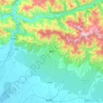 Dharan topographic map, elevation, terrain