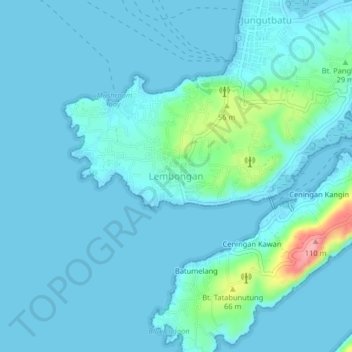 Lembongan topographic map, elevation, terrain