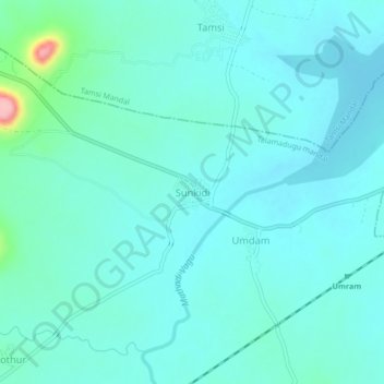 Sunkidi topographic map, elevation, terrain