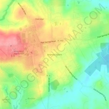 Regency Square topographic map, elevation, terrain