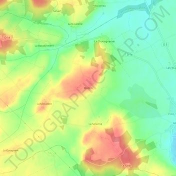 Montin topographic map, elevation, terrain