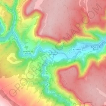 Santa Coloma del Rudrón topographic map, elevation, terrain