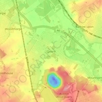 Quorn topographic map, elevation, terrain