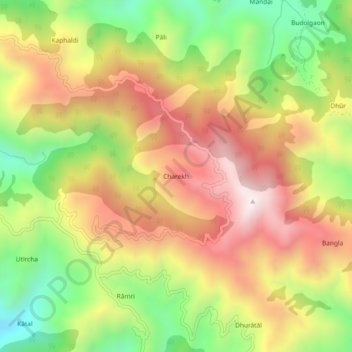Charekh topographic map, elevation, terrain
